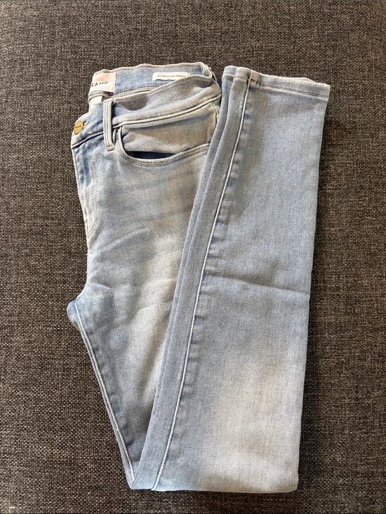 Frame Denim Denim - Frame Denim Light Blue Ankle Crop Jeans zipper fly